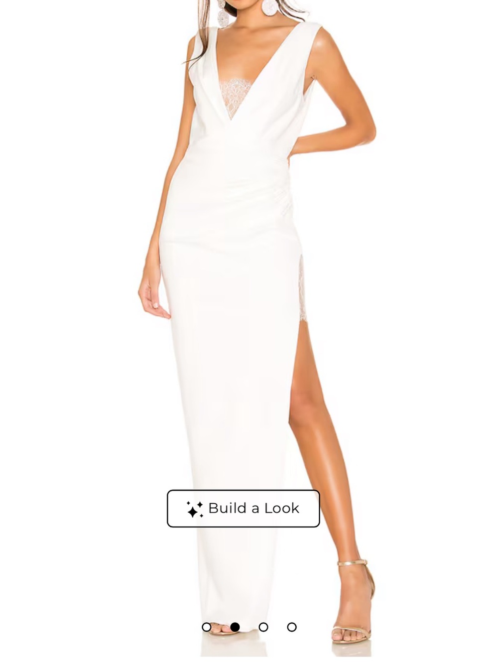 Katie May White V-Neck Maxi Gown with Side Slit